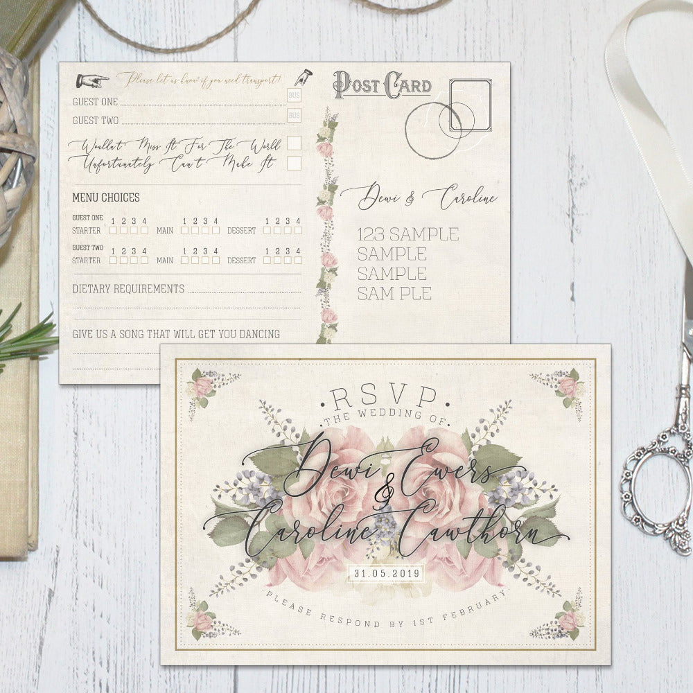 Vintage wedding invitations deals