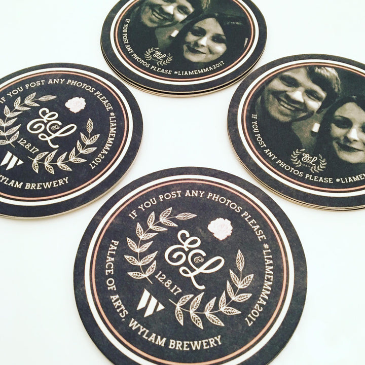 wedding beermats, place cards, wedding invitation, save the date