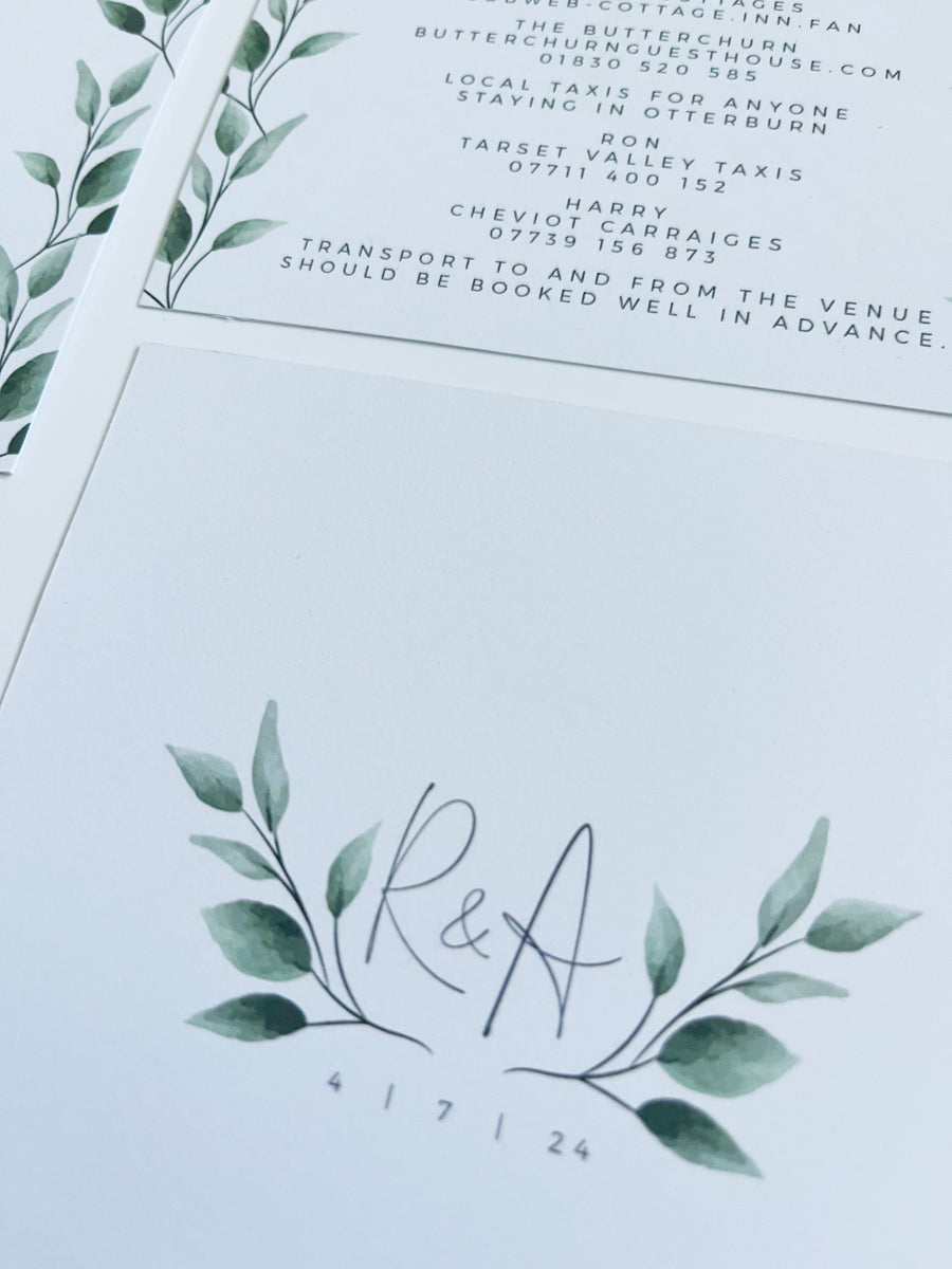 Simple & Elegant Foliage Pocketfold Wedding Invitation