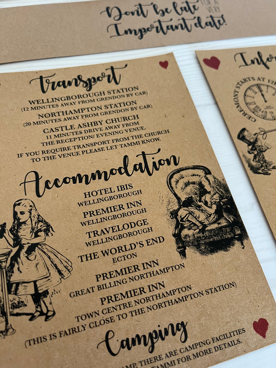 Alice In Wonderland Kraft Wedding Invitations