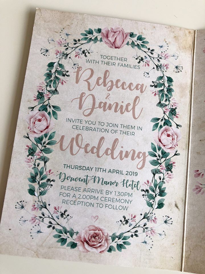 Rustic Blush Pink Peonie and Green Foliage Concertina Folded Wedding Invitation Concertina Invite