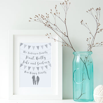 Bunting and Silhouette Family Print