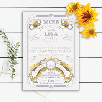 Sunflower and Time Wedding Invitations
