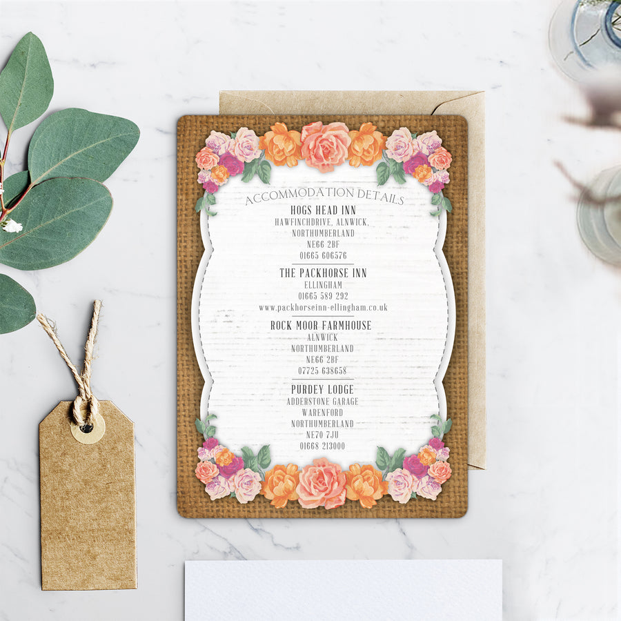 Floral and Burlap Wedding Invitations