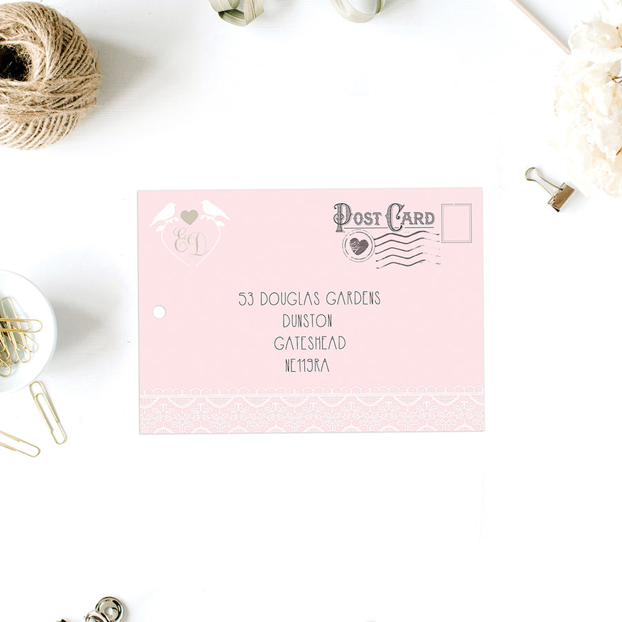 Love Birds and Lace Wedding Invitations