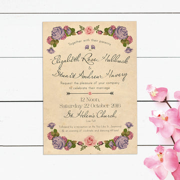 Peony and Parchment Wedding Invitations